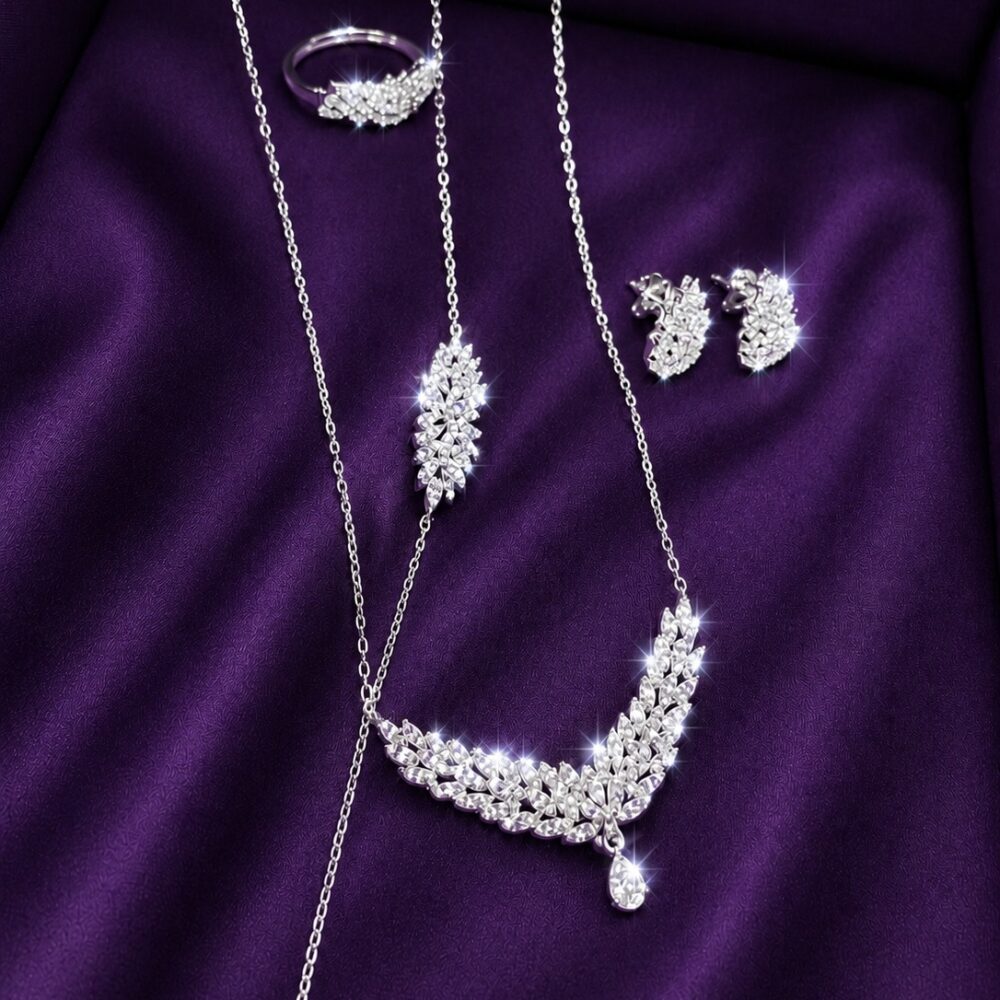 Crystal Leaf Jewelry Set