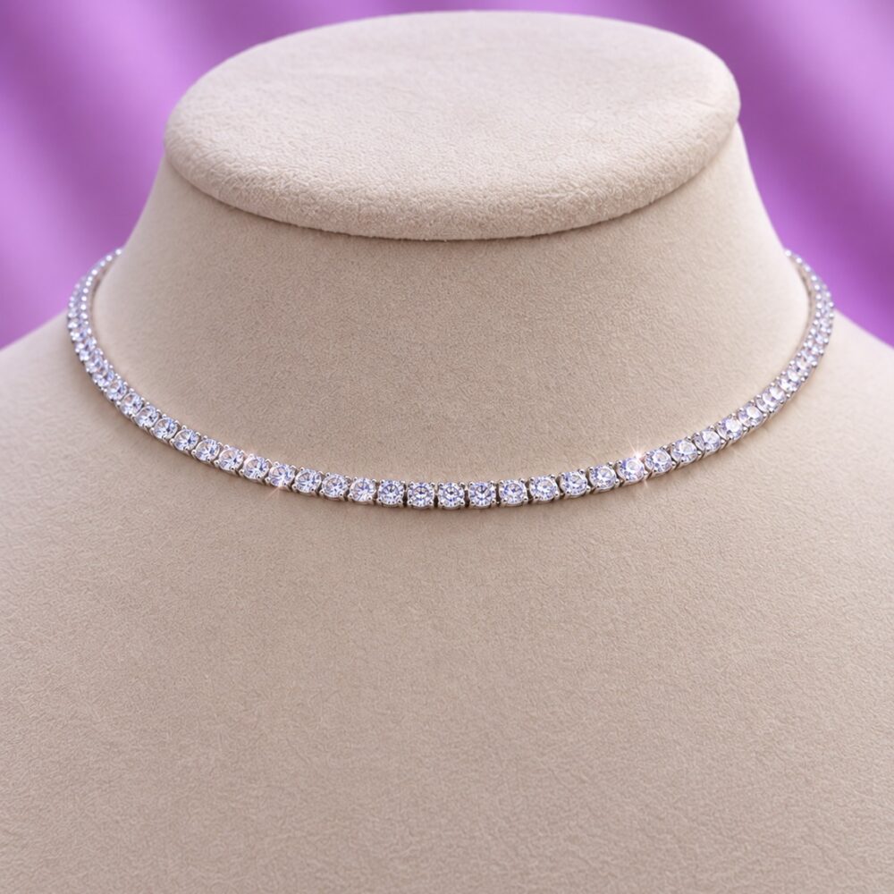Celeste 925 Sterling Silver Tennis Necklace
